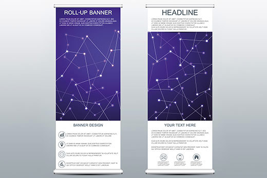 Roll up banner in blue sample