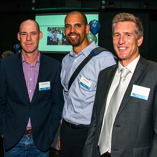 Professor Tim Smith, right, with Ben Preston and Ryan McAllister