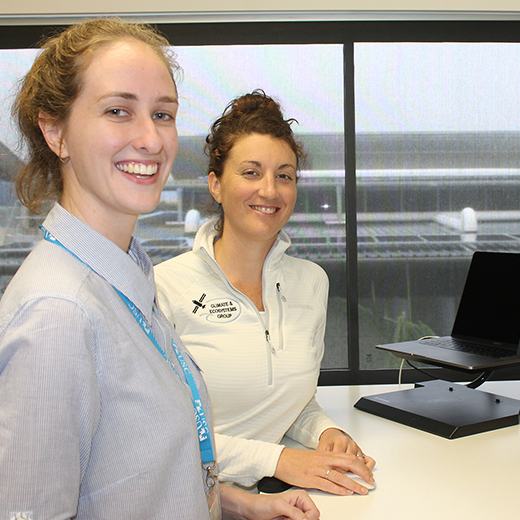 Honours graduate and PhD student Jessica Bolin, left, with Dr Kylie Scales