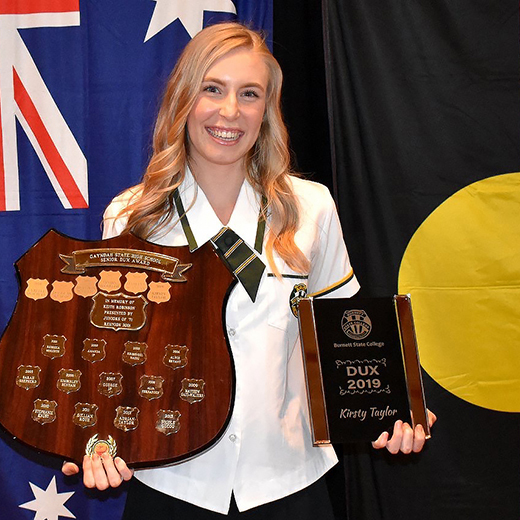 Gayndah dux and Junior Citizen of the Year Kirsty Taylor will begin a Nursing Science degree at USC’s Sunshine Coast campus