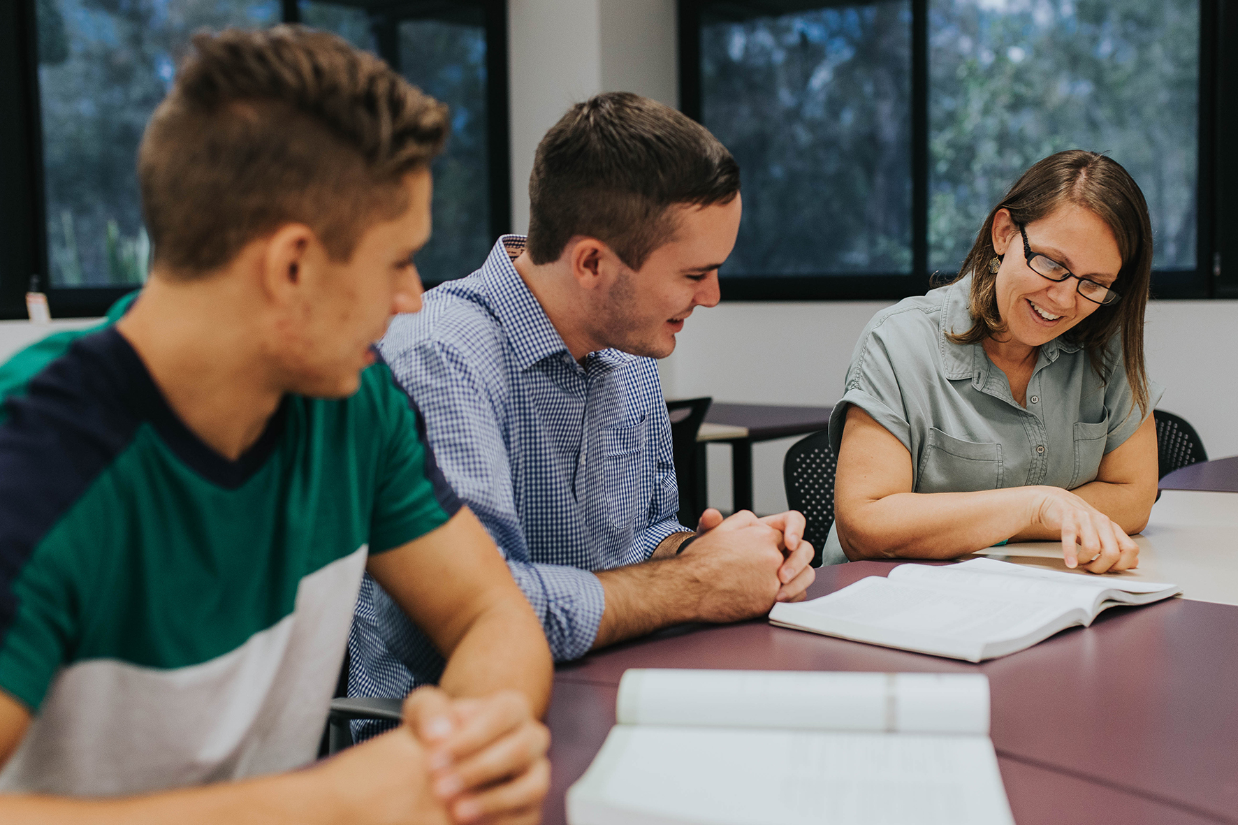 Three students studying together