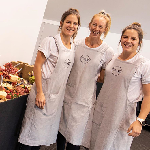 USC Nutrition and Dietetics graduates Sarah Hayes (left) and Emma Hayes (right) with business partner Meagan Kellert