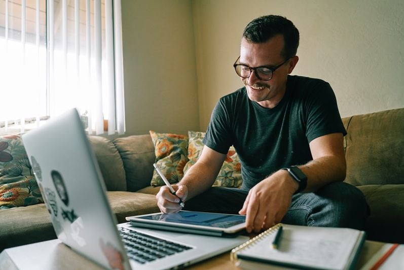 student studying from home