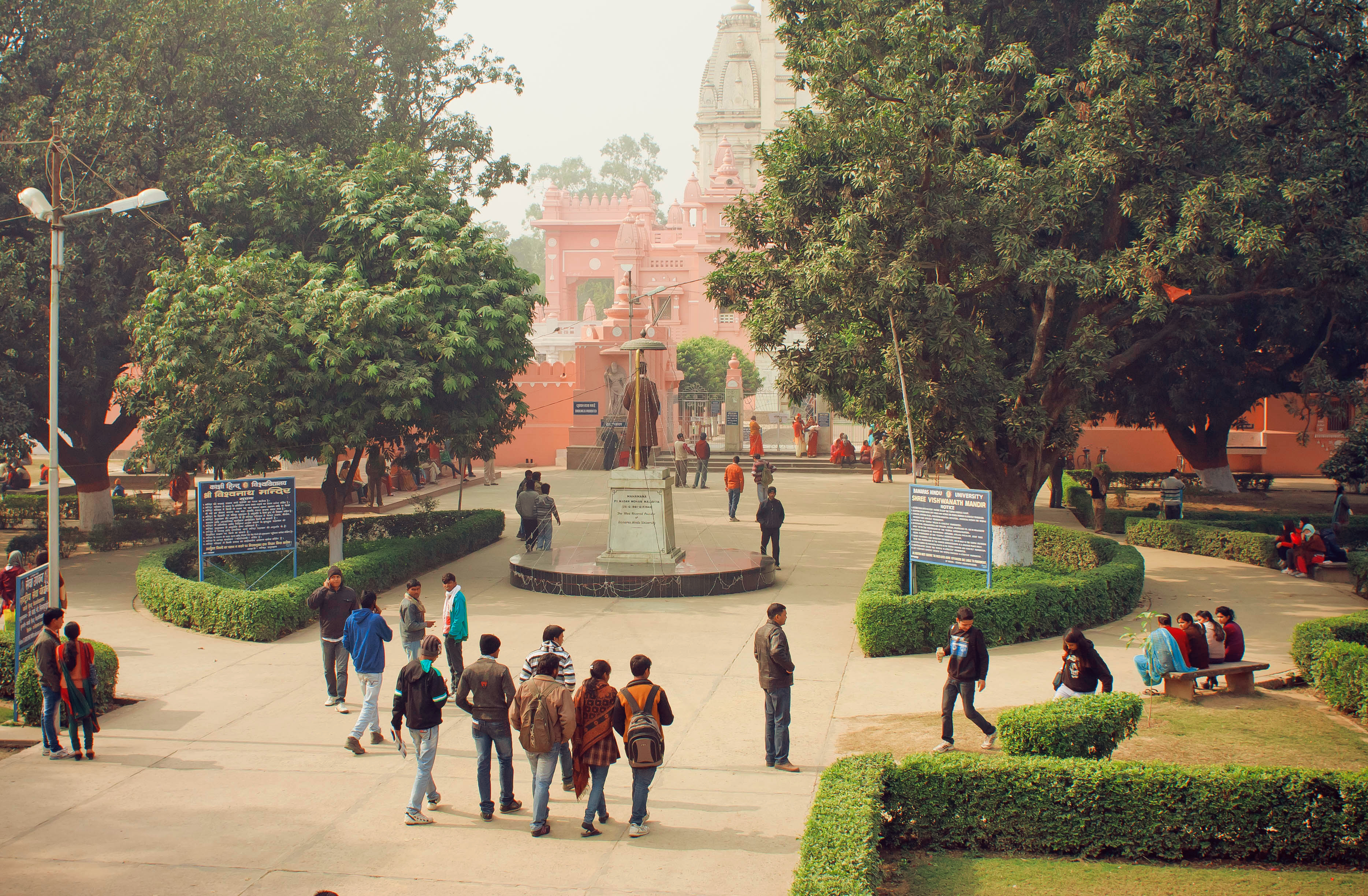 Students go to campus through park