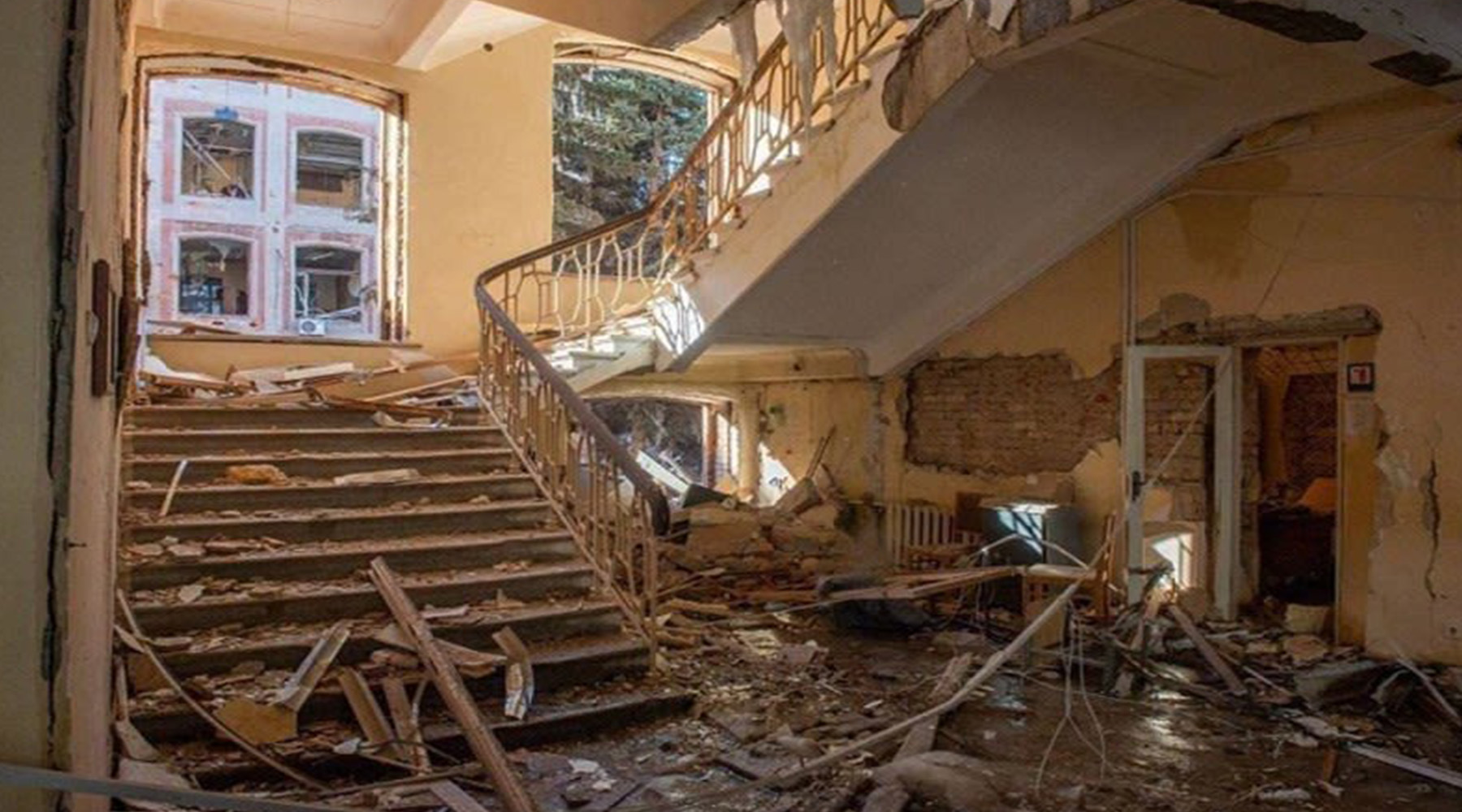 Building destroyed in Ukraine war