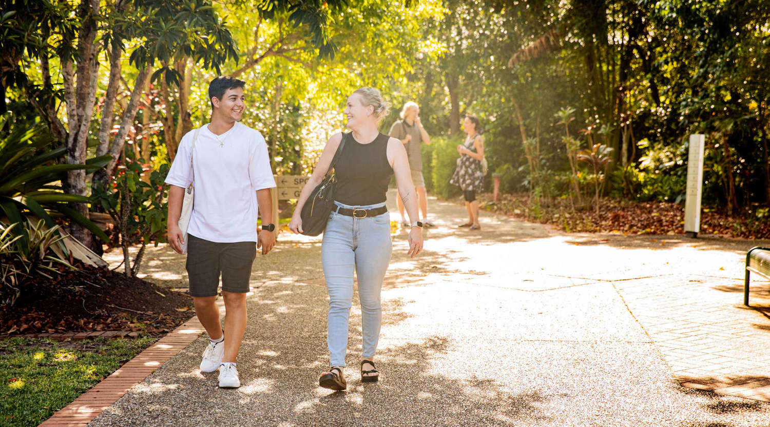 happy students walking