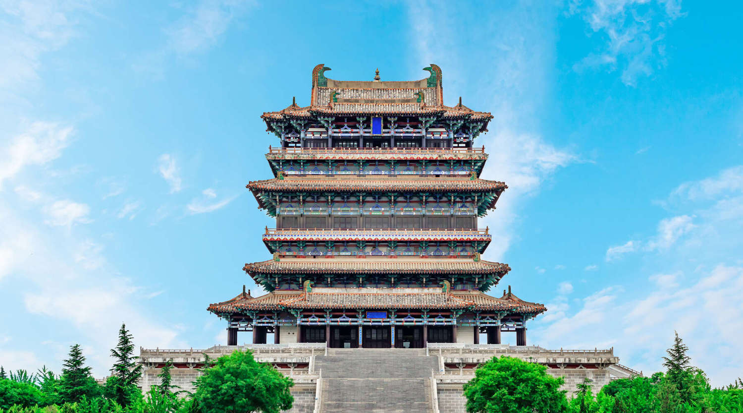 The Stork Tower in the Yongji City of China’s Shanxi Province.