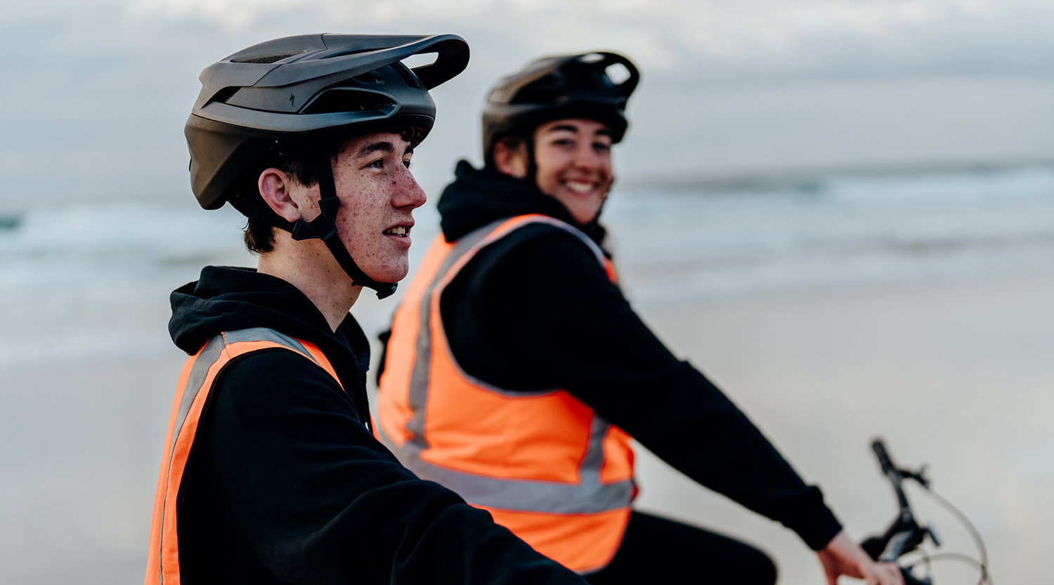 Riding bikes on the beach