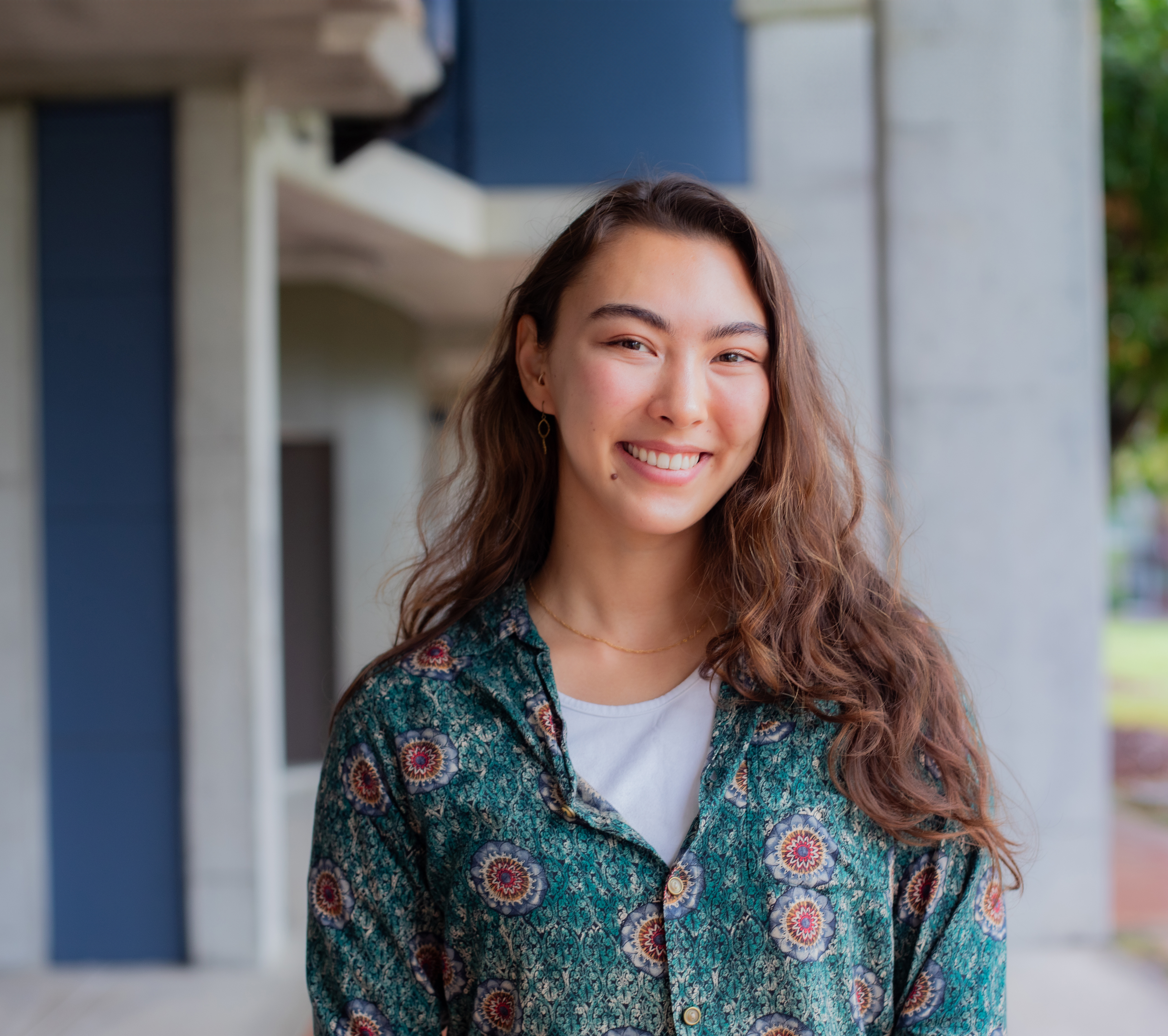 International student smiling at the camera