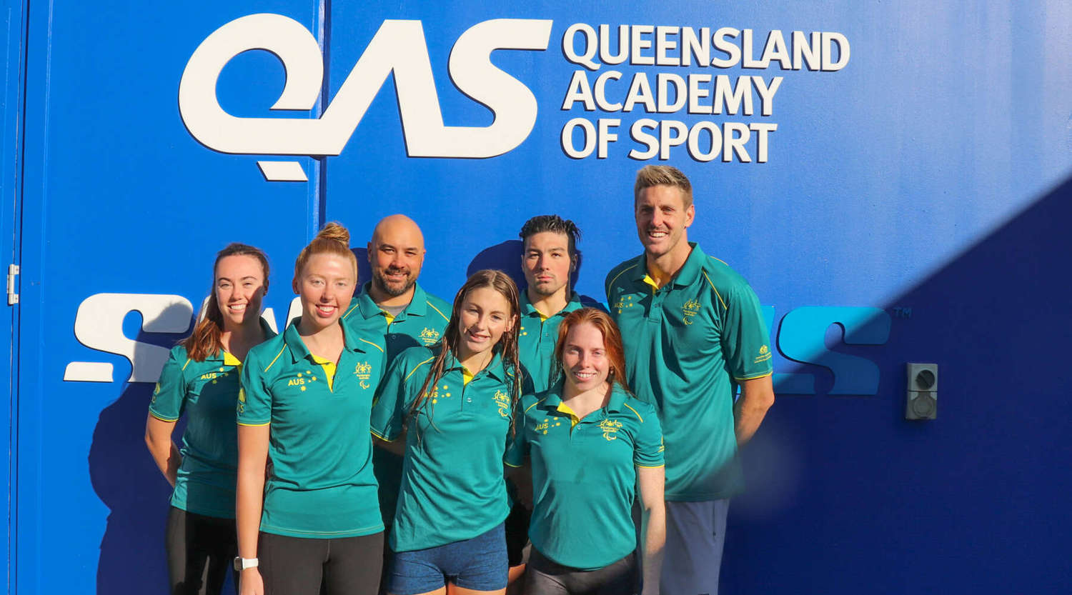 (Left to right) Casey Atkins, Lucky Patterson, Harley Connolly, Jenna Jones, Ricky Betar, Emily Beecroft and Brenden Hall.