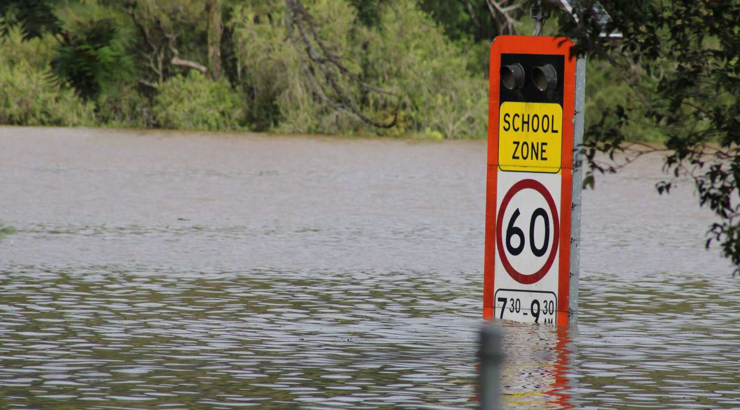 Flooding on the Bruce Highway near Gympie in early 2022.